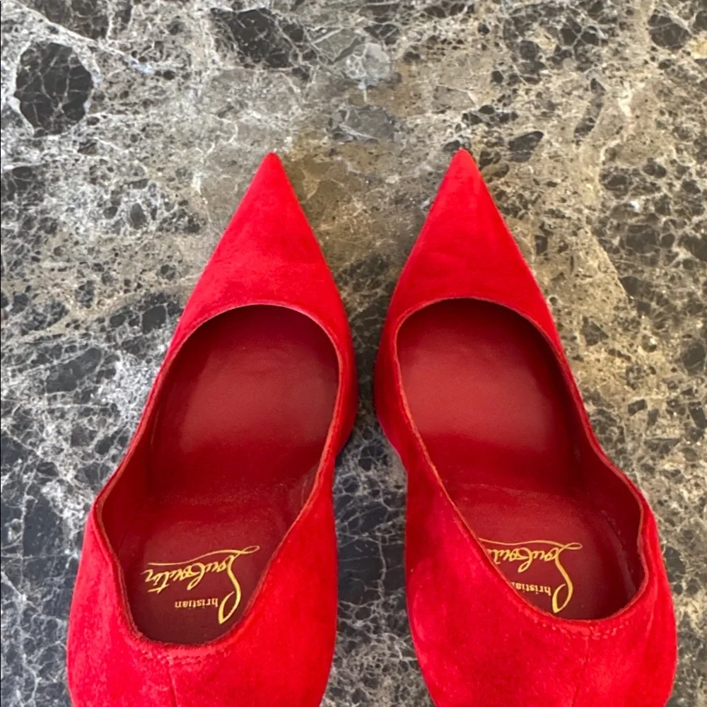 Christian Louboutin Kate max 100mm red loubi suede stiletto sz 39 - Picture 6 of 12